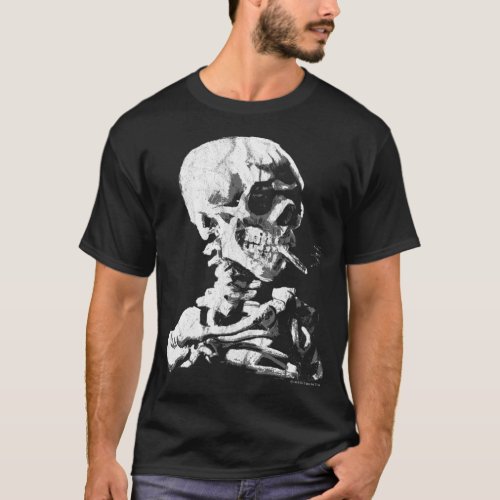 Van Gogh Skull with burning cigarette Classic T_Sh T_Shirt