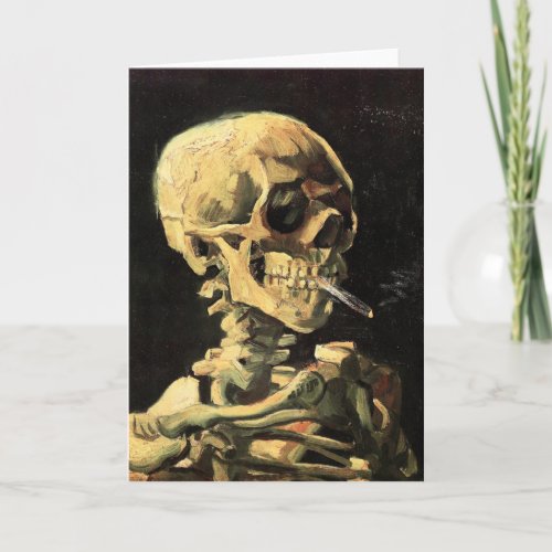 Van Gogh Skull with Burning Cigarette Greeting Car Card