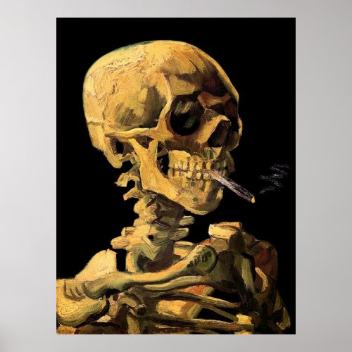 Van Gogh Skull With Burning Cigarette Large Poster