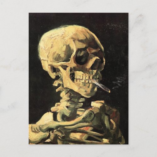 Van Gogh Skull with Burning Cigarette Postcard