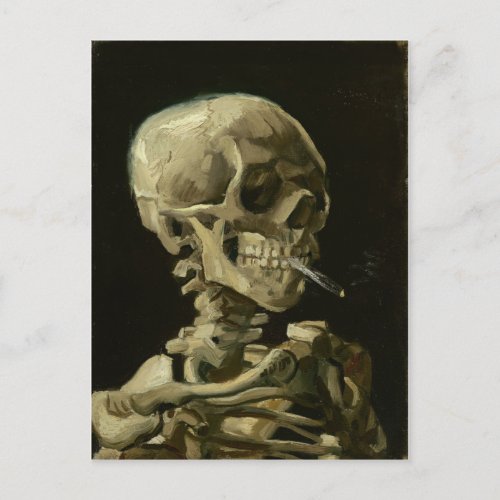 Van Gogh Skull with Burning Cigarette Postcard