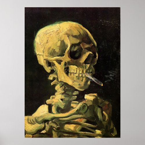 Van Gogh _ Skull with Burning Cigarette Poster