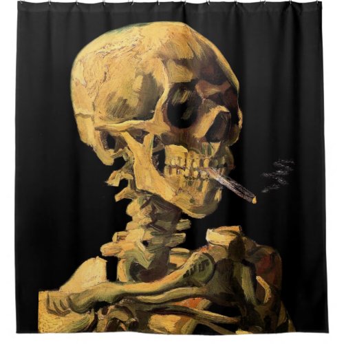 Van Gogh _ Skull With Burning Cigarette Shower Curtain