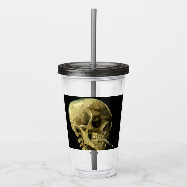 Van Gogh Smoking Skeleton Acrylic Tumbler (Front)