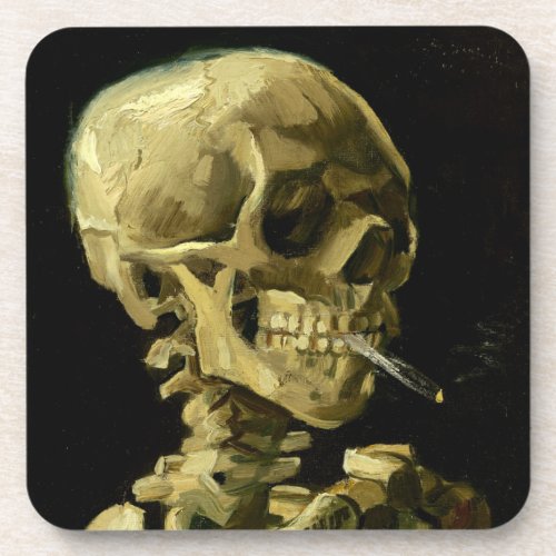 Van Gogh Smoking Skeleton Beverage Coaster
