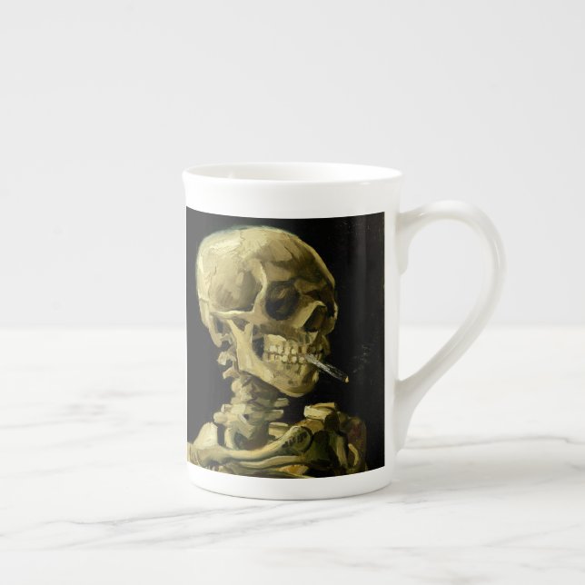 Van Gogh Smoking Skeleton Bone China Mug (Right)