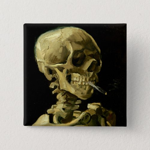 Van Gogh Smoking Skeleton Button