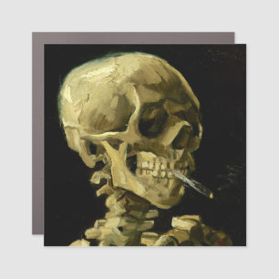 Van Gogh Smoking Skeleton Car Magnet
