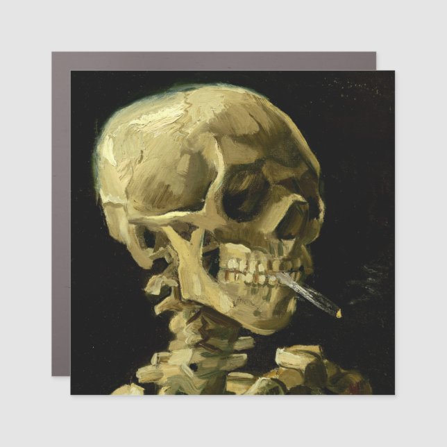 Van Gogh Smoking Skeleton Car Magnet (Front)