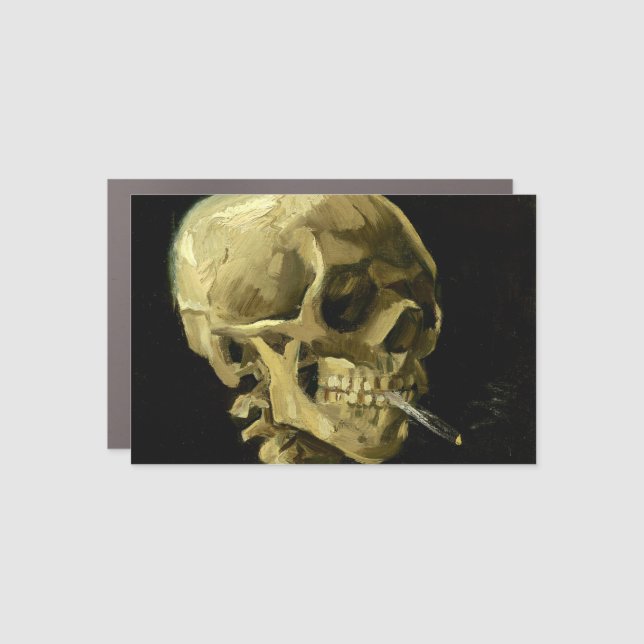 Van Gogh Smoking Skeleton Car Magnet (Front)