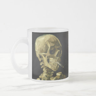 Van Gogh Smoking Skeleton Frosted Glass Coffee Mug