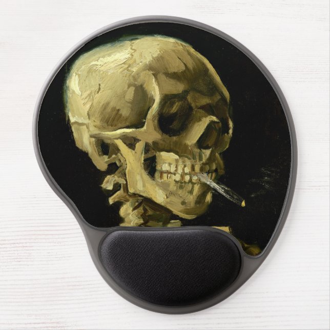 Van Gogh Smoking Skeleton Gel Mouse Pad (Front)