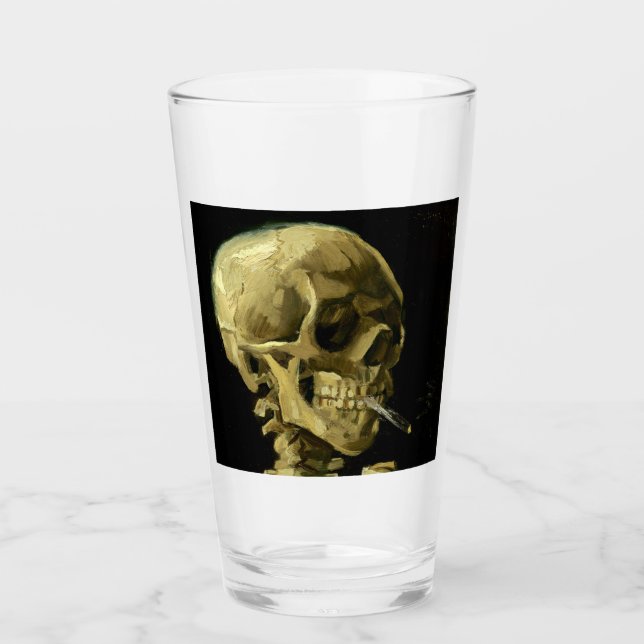 Van Gogh Smoking Skeleton Glass (Front)