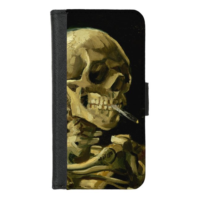 Van Gogh Smoking Skeleton iPhone Wallet Case (Front)