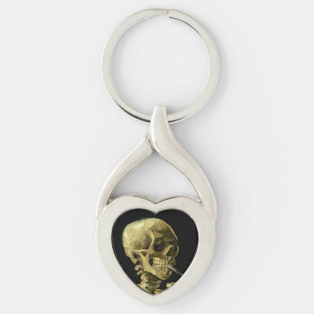 Van Gogh Smoking Skeleton Keychain (Front)