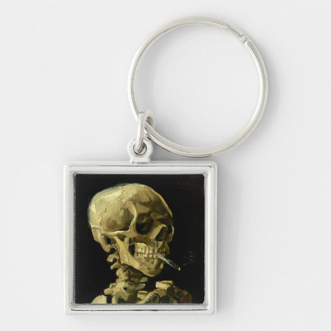 Van Gogh Smoking Skeleton Keychain (Front)