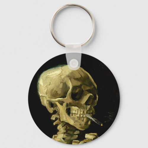 Van Gogh Smoking Skeleton Keychain