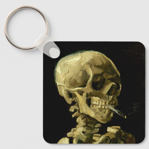 Van Gogh Smoking Skeleton Keychain