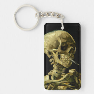 Van Gogh Smoking Skeleton Keychain