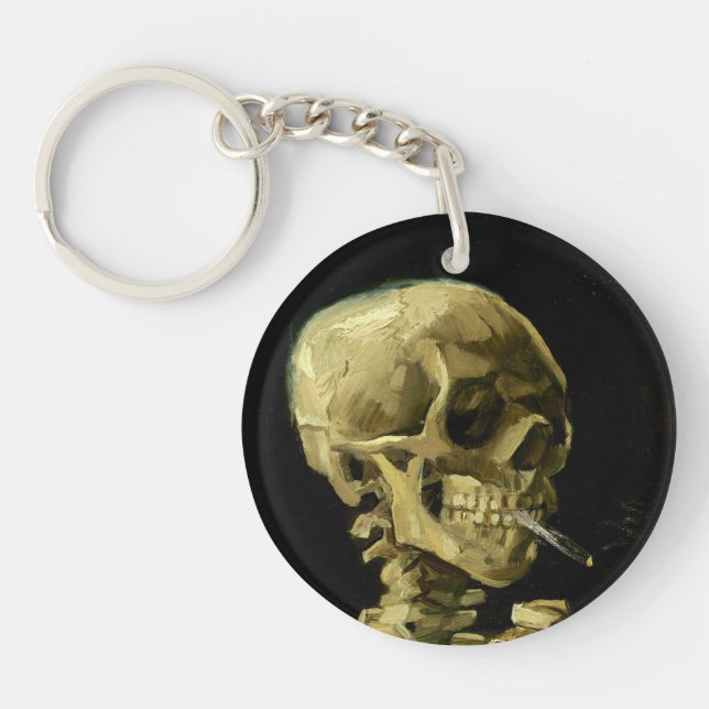 Van Gogh Smoking Skeleton Keychain (Front)