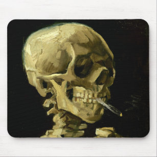 Van Gogh Smoking Skeleton Mouse Pad
