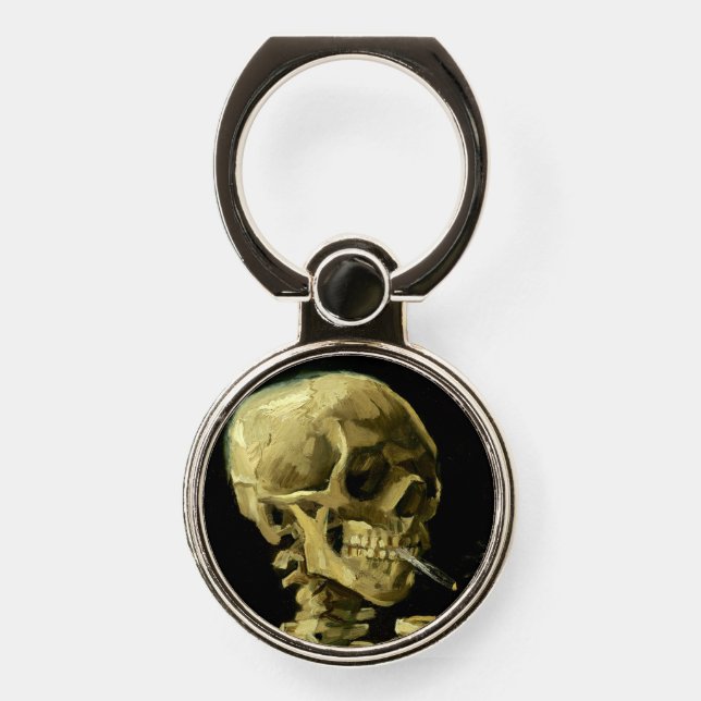 Van Gogh Smoking Skeleton Phone Ring Stand (Front)