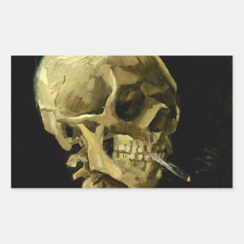 Van Gogh Smoking Skeleton Rectangular Sticker