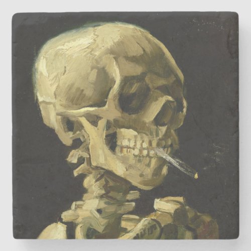 Van Gogh Smoking Skeleton Stone Coaster