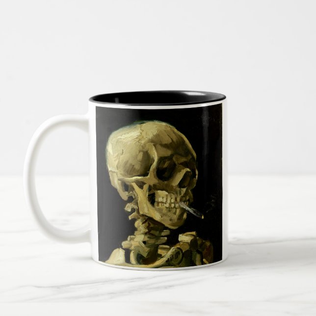 Van Gogh Smoking Skeleton Two-Tone Coffee Mug (Left)