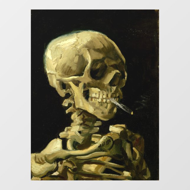 Van Gogh Smoking Skeleton Window Cling (Sheet)