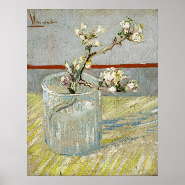Van Gogh - Sprig Of Flowering Almond In A Glass Poster (Front)