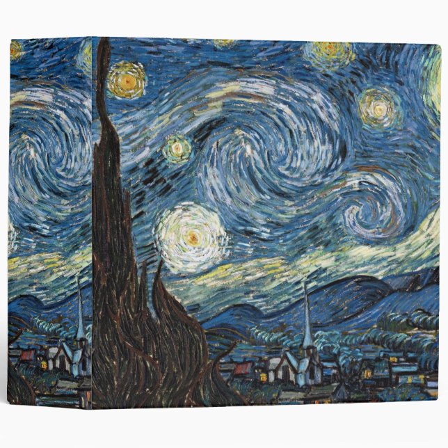 Van Gogh Starry Night 3 Ring Binder (Front/Spine)