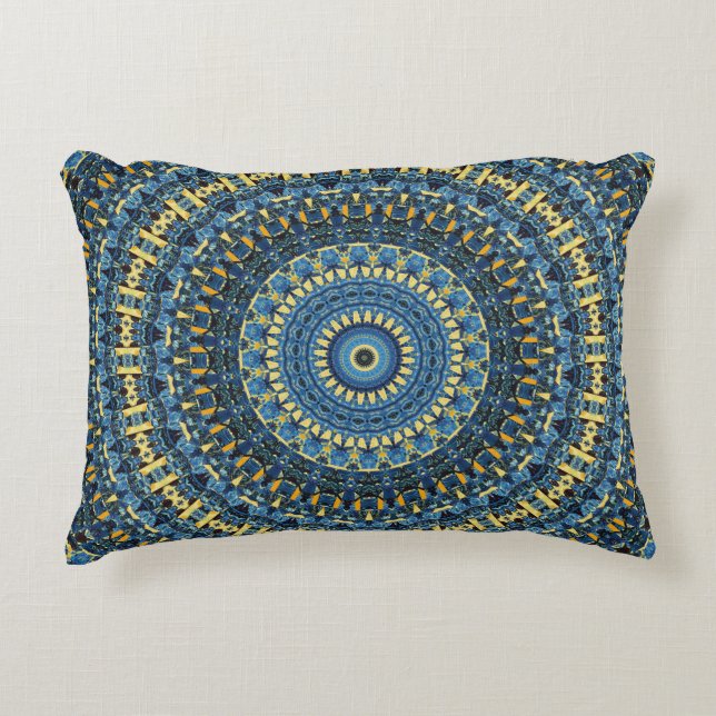 Van Gogh Starry Night Abstract Groovy Boho Mandala Accent Pillow (Front)