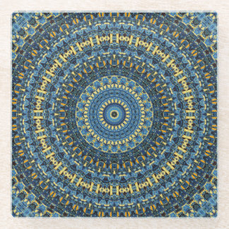Van Gogh Starry Night Abstract Groovy Boho Mandala Glass Coaster