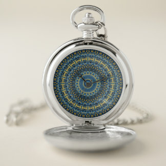Van Gogh Starry Night Abstract Groovy Boho Mandala Pocket Watch