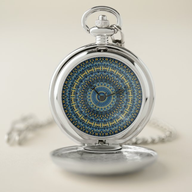 Van Gogh Starry Night Abstract Groovy Boho Mandala Pocket Watch (Inside)