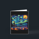 Van Gogh Starry Night Alien Man Halloween Fall Pum Card<br><div class="desc">Van Gogh Starry Night Alien Man Halloween Fall Pumpkin Byts</div>