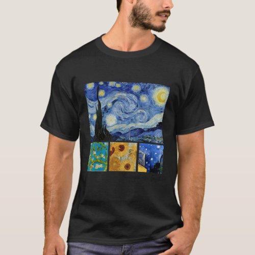 Van Gogh Starry Night Almond Blossoms Sunflowers A T_Shirt
