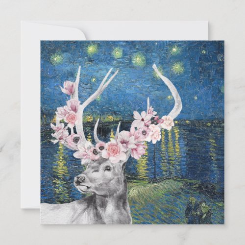 Van Gogh Starry Night and Flower Stag Compilation Card