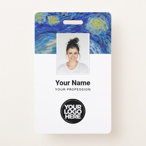 Van Gogh Starry Night Art Employee Photo Logo Name Badge