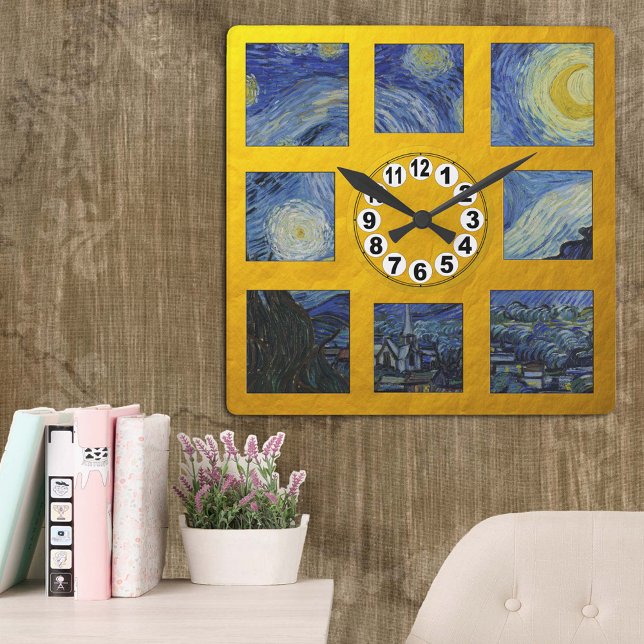 Van Gogh & Starry Night Art / Golden Retro Clock (Creator Uploaded)