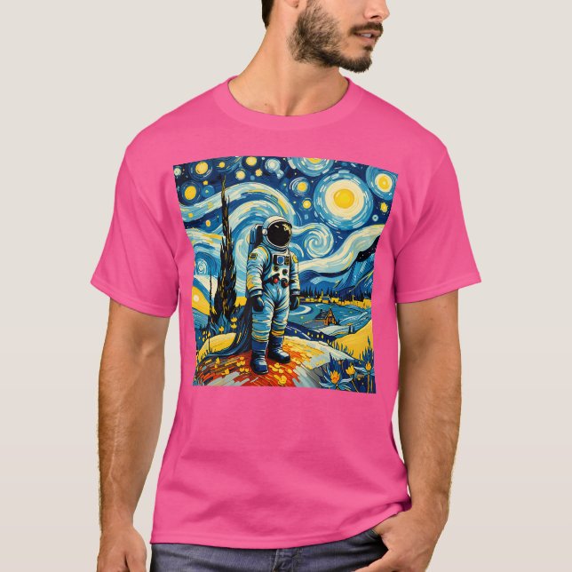 Van Gogh Starry Night Astronaut Space Lovers T-Shirt (Front)