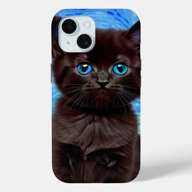 Van Gogh Starry Night Black Cat Case-Mate iPhone Case (Back)