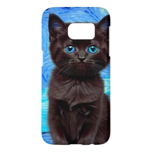 Van Gogh Starry Night Black Cat Samsung Galaxy S7 Case