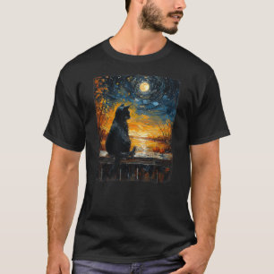 Van Gogh Starry Night Black Cat Pumpkins Funny Hal T-Shirt