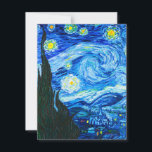Van Gogh Starry Night Card<br><div class="desc">Card featuring Vincent van Gogh’s oil painting The Starry Night (1889). Inspired by his stay at an asylum,  the art depicts a village underneath a night sky of blue and yellow moon and stars. A great gift for fans of Post-Impressionism and Dutch art.</div>
