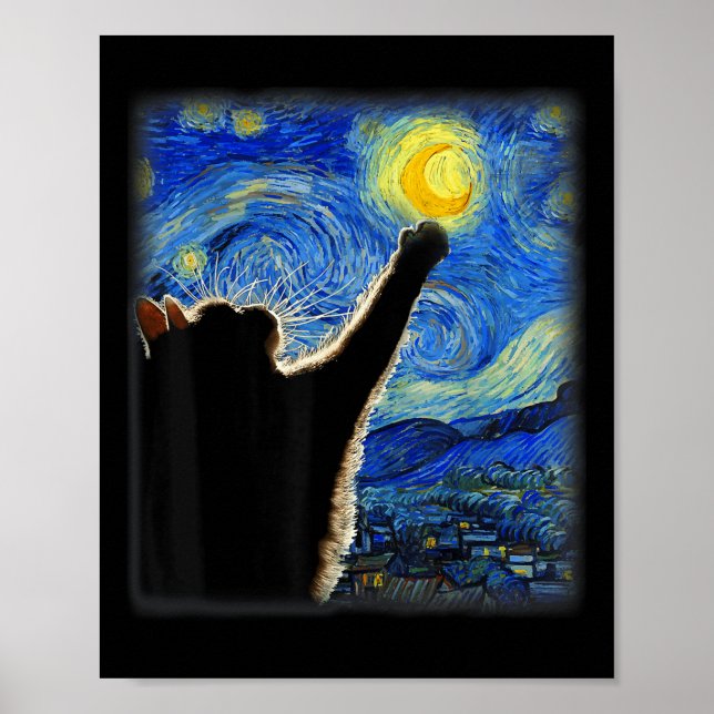 Van Gogh Starry Night Cat - Clic Fit, Cat Lover_mo Poster (Front)