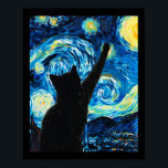 Van Gogh Starry Night Cat Lover Kitten  Poster<br><div class="desc">Van Gogh Starry Night Cat Lover Kitten</div>