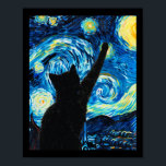 Van Gogh Starry Night Cat Lover Kitten  Poster<br><div class="desc">Van Gogh Starry Night Cat Lover Kitten</div>