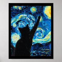 Van Gogh Starry Night Cat Lover Kitten